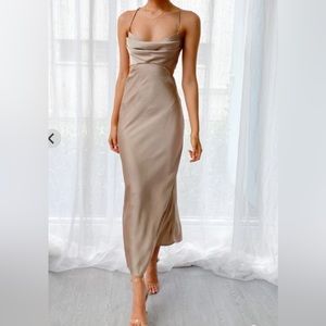 Cut out midi dress - mocha / champagne color
